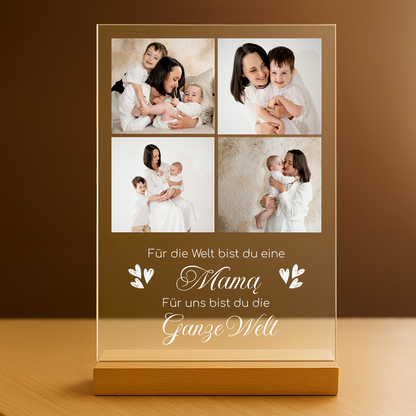 Collage aus 4 Fotos für Mama – personalisierter Glasdruck