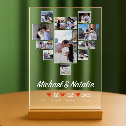 Fotocollage Herz  – personalisierter Druck auf Glas für Paare
