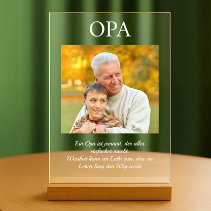 Weisheit des Opas – personalisierter Glasdruck für den Opa