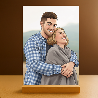 Paar im Cartoon-Stil - Acrylglas-Porträt für ein Paar