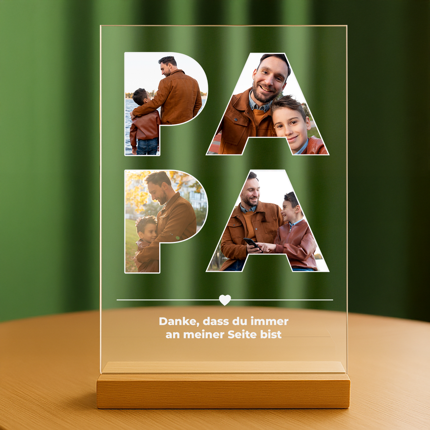 Danke, dass du immer für mich da bist – personalisierter Druck auf Glas für Papa