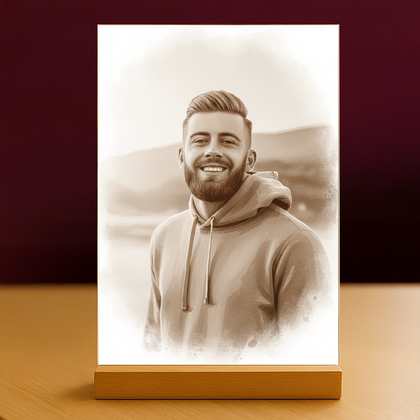 Er im Coffee-Stil - Acrylglas-Porträt für Mann