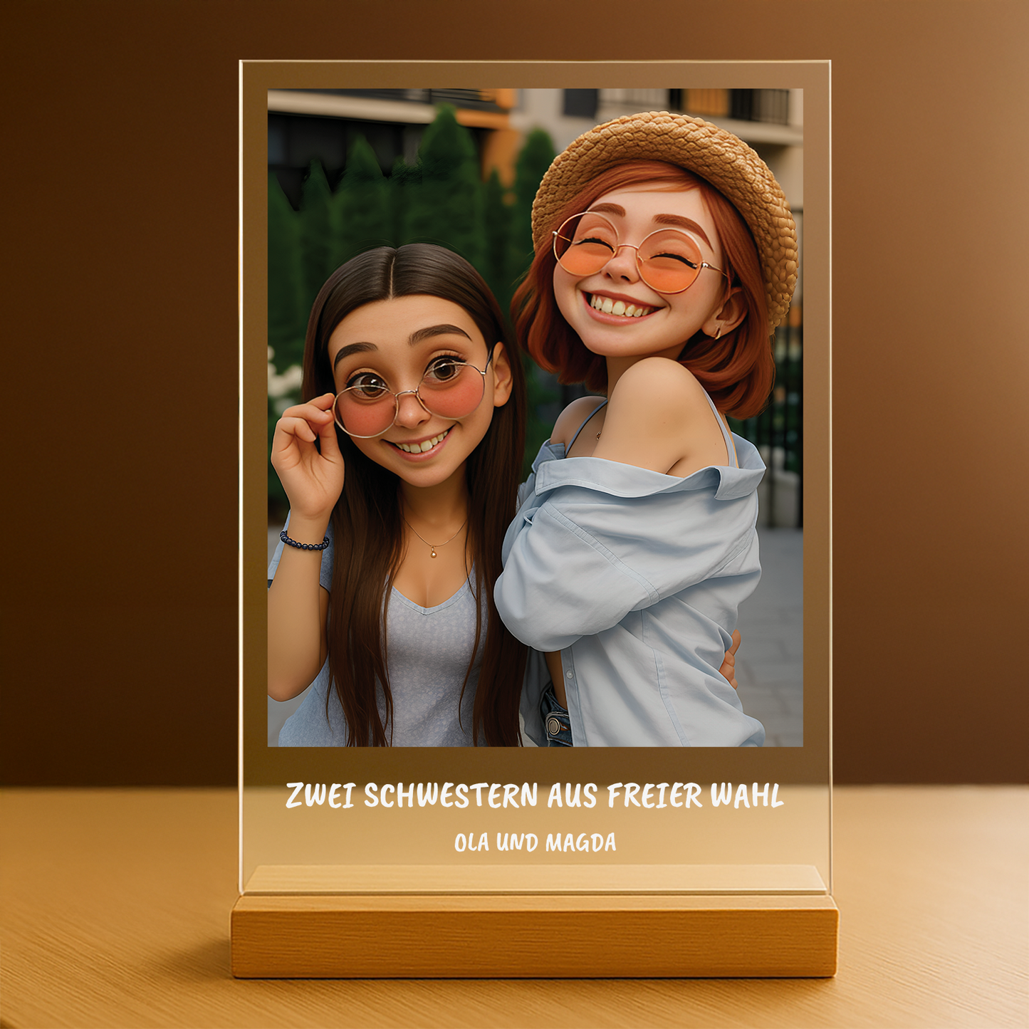 Zwei Schwestern aus Wahl –  Porträt auf Acrylglas für eine Freundin