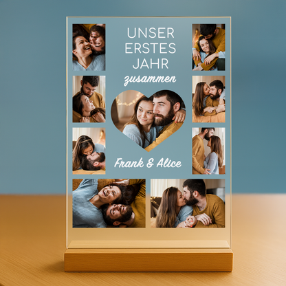 Das erste gemeinsame Jahr – personalisierter Druck auf Glas