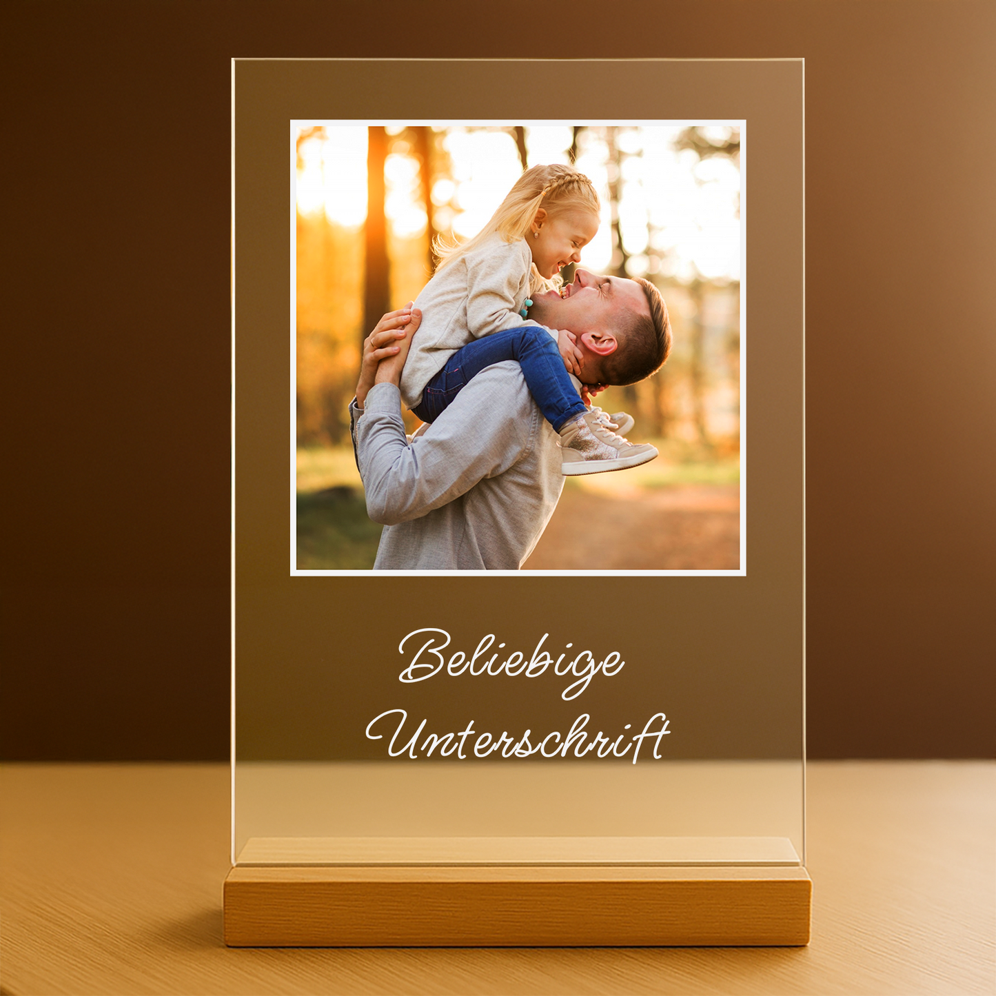 Foto mit Papa + beliebige Beschriftung – personalisierter Druck auf Glas für Papa