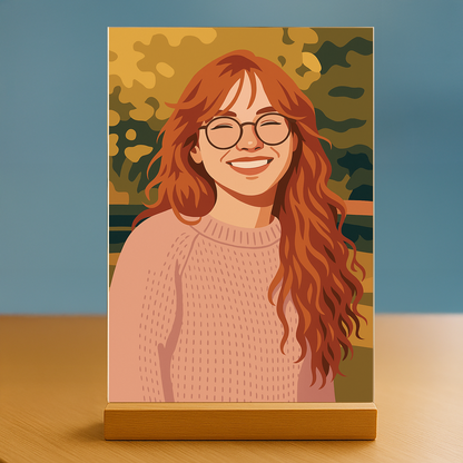 Sie im künstlerischen Illustrationsstil - Acrylglas Porträt für Freundin