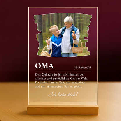 Die schönsten Worte vom Enkel – personalisierter Glasdruck für die Oma