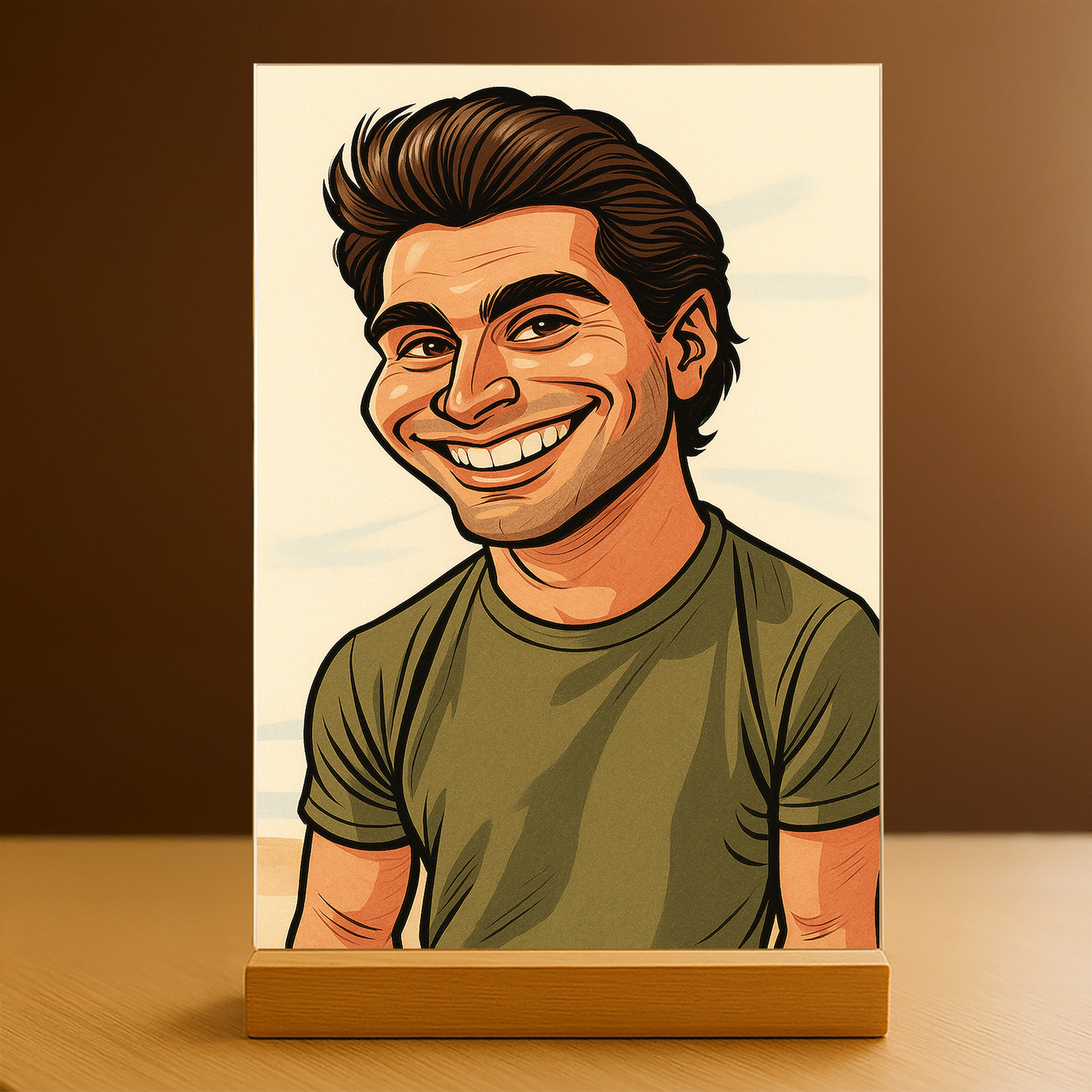 Mann im einzigartigen Karikaturstil – Acrylglas-Porträt für Mann
