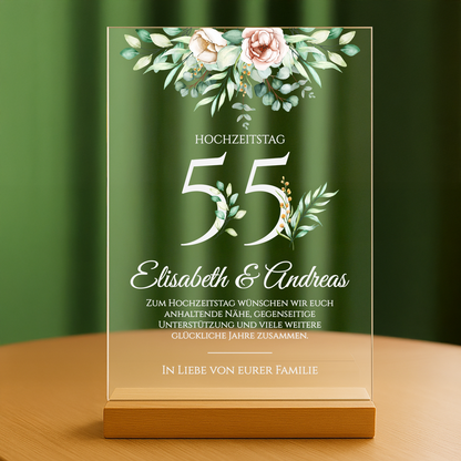 55. Hochzeitstag – personalisierter Druck auf Glas