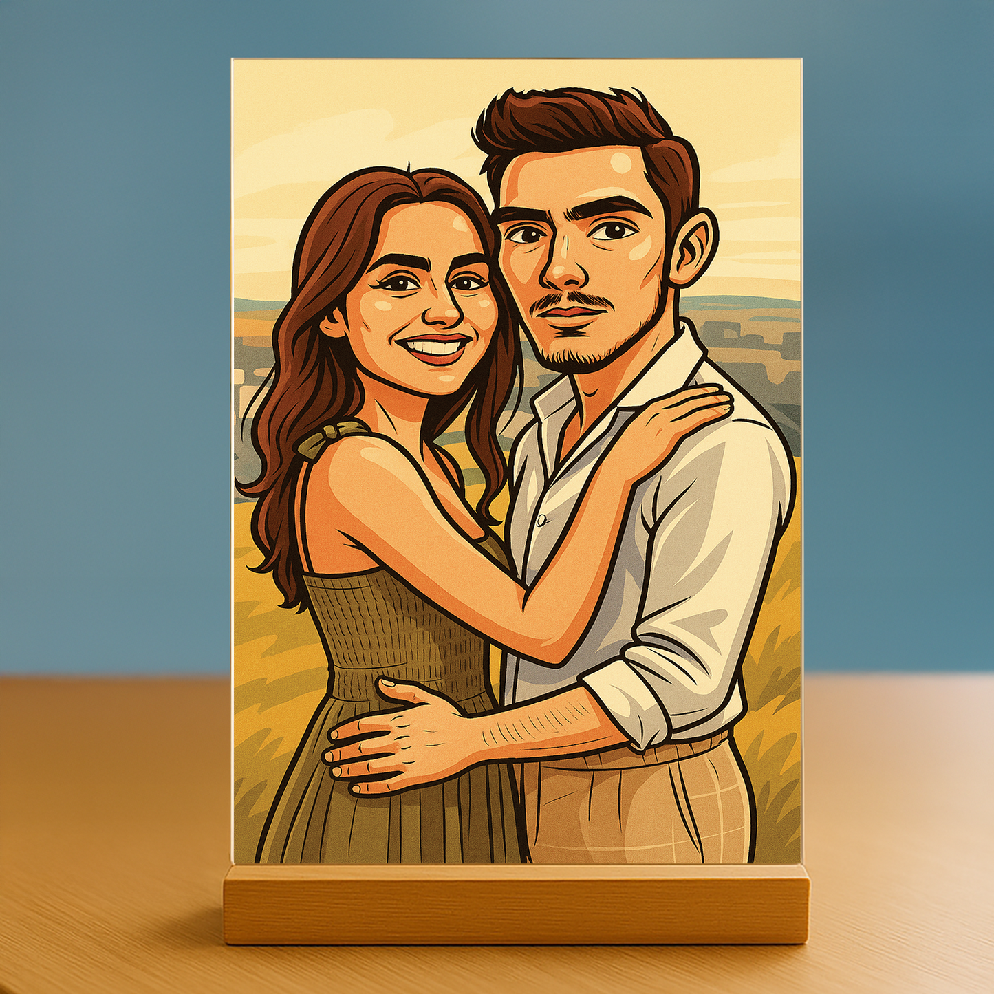 Paar wie aus einer Karikatur - Porträt auf Acrylglas für Paare