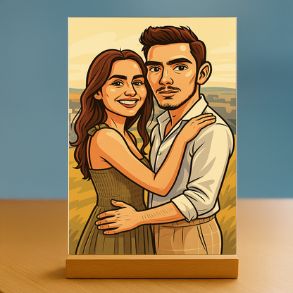 Paar wie aus einer Karikatur - Porträt auf Acrylglas für Paare
