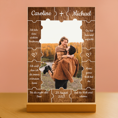 Puzzle für Verliebte – personalisierter Druck auf Glas für Paare