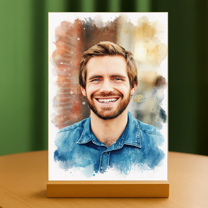 Mann im künstlerischen Aquarellstil - Acrylglas-Porträt für Mann
