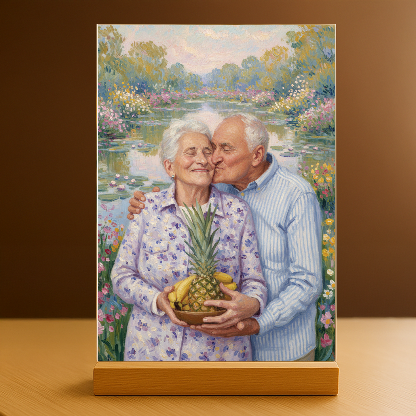 Großeltern im Monet-Stil – Acrylglas-Porträt für Großeltern