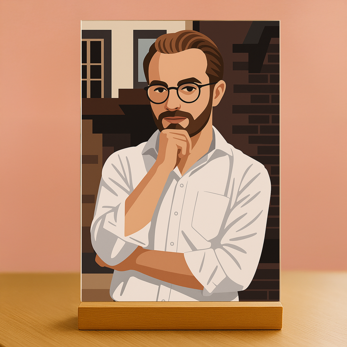 Mann im modernen grafischen Stil - Acrylglas Porträt für Mann