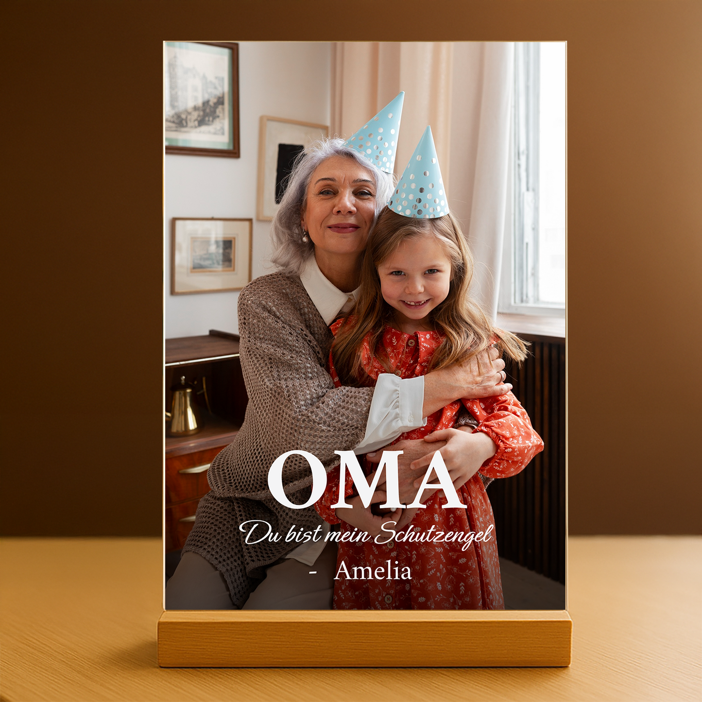 Oma, du bist ein Schutzengel – personalisierter Glasdruck für die Oma