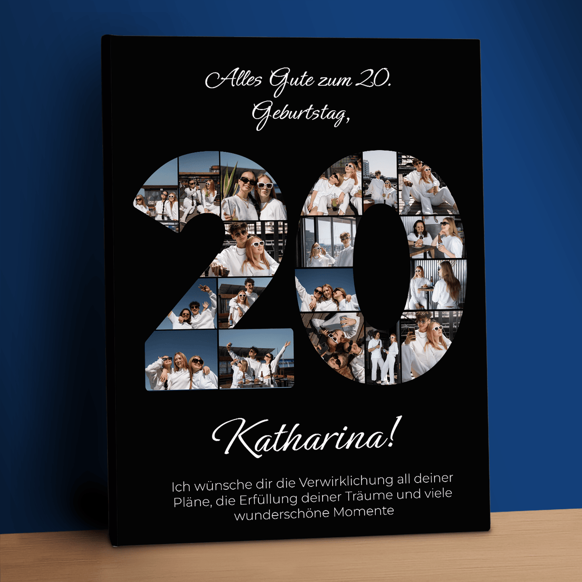 Glückwünsche zum 20. Geburtstag + Collage – personalisierter Leinwanddruck für eine Freundin - Emmygift.de