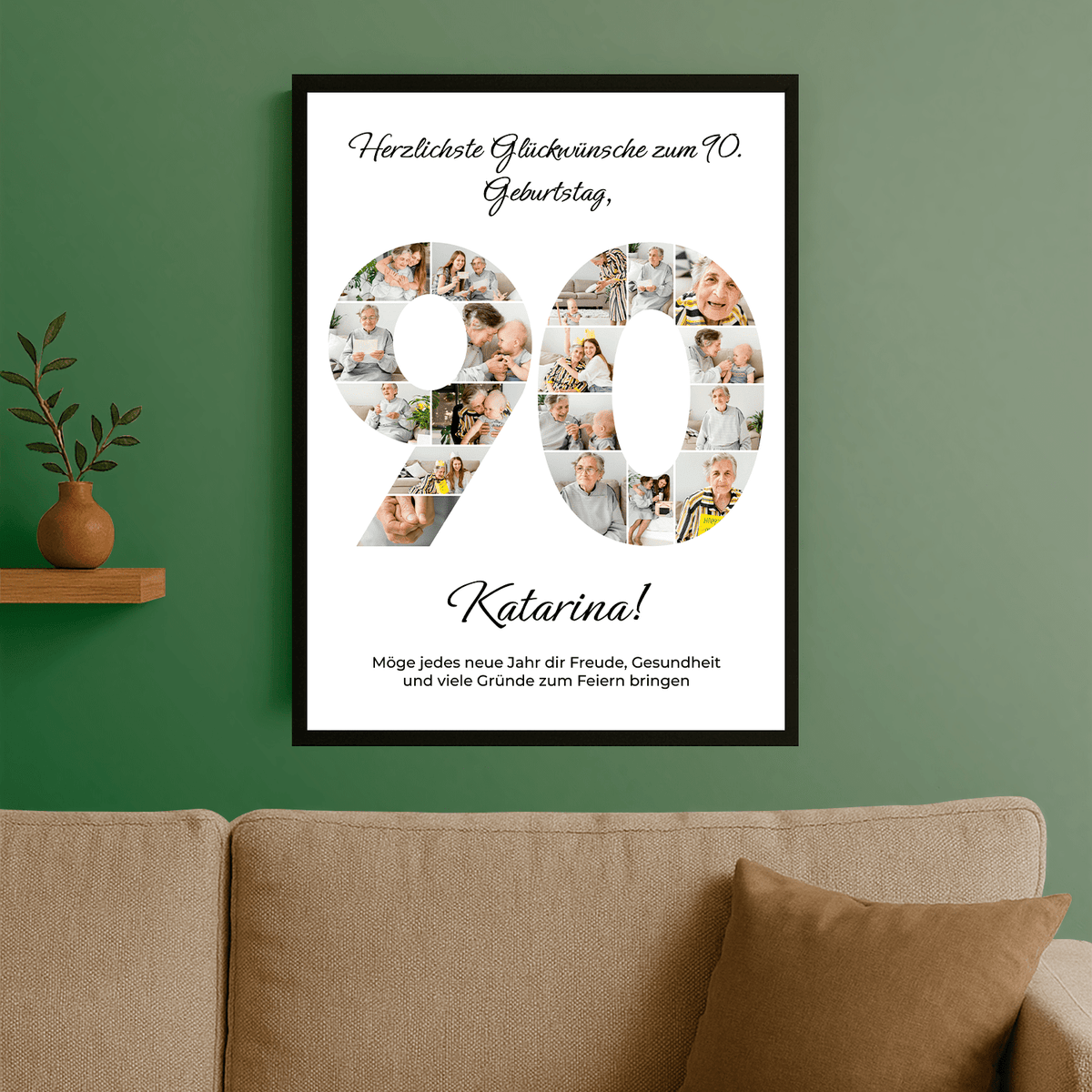 Glückwünsche zum 90. Geburtstag – personalisiertes Poster für die Oma - Emmygift.de