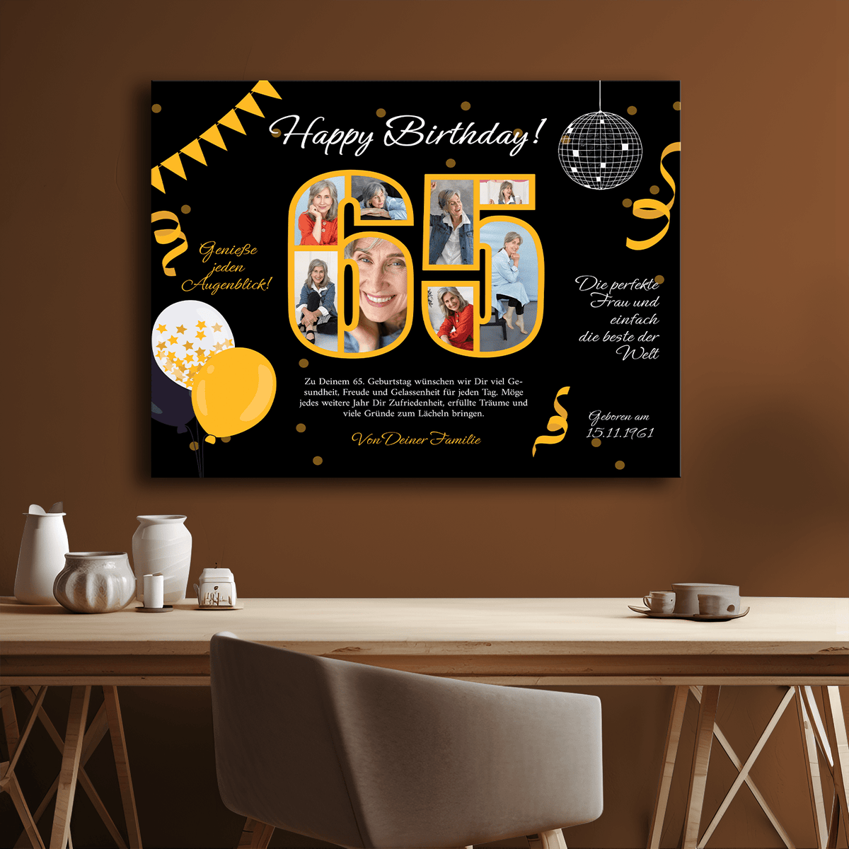 Goldene Harmonie – Fotocollage auf Leinwand - Emmygift.de