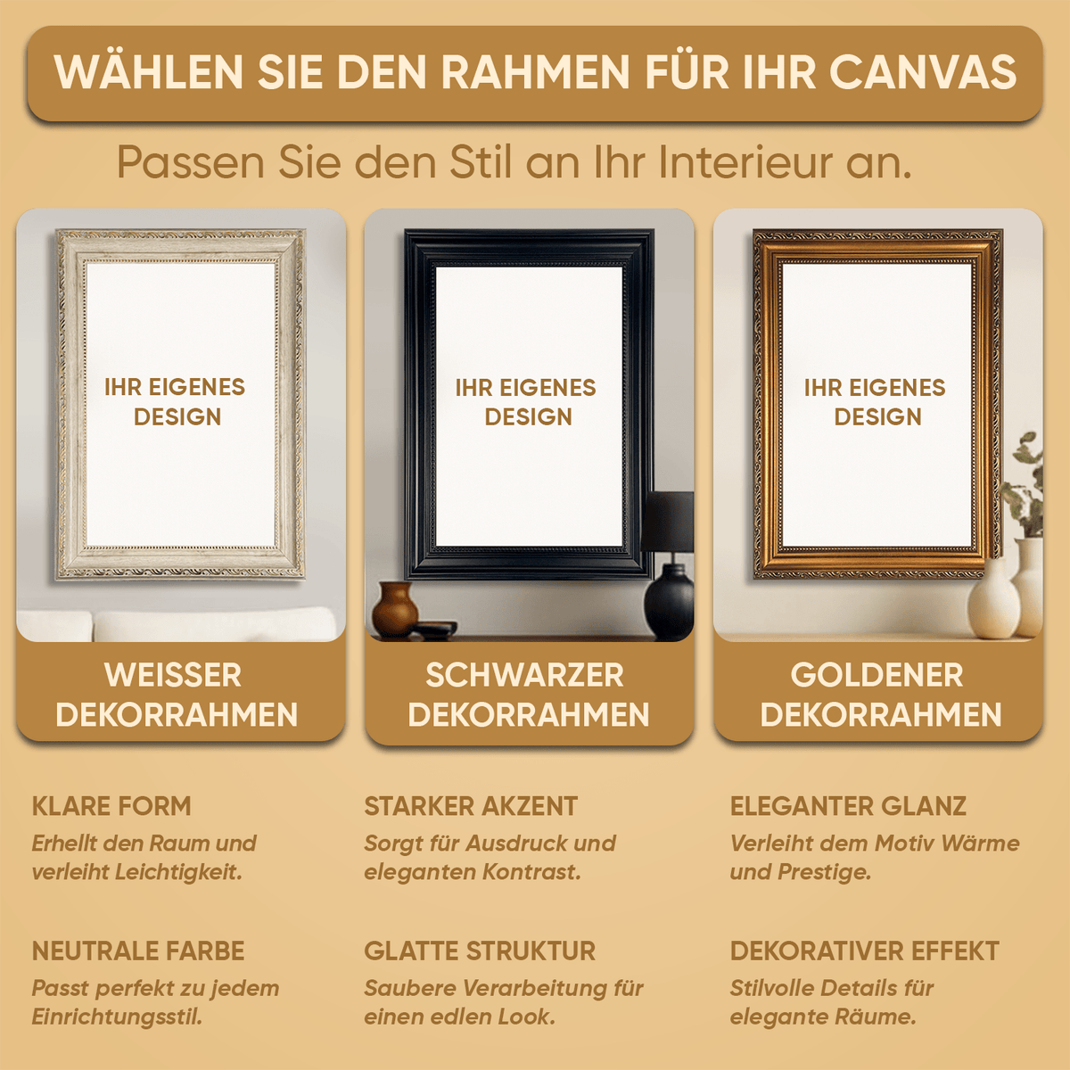 Goldene Harmonie – Fotocollage auf Leinwand - Emmygift.de