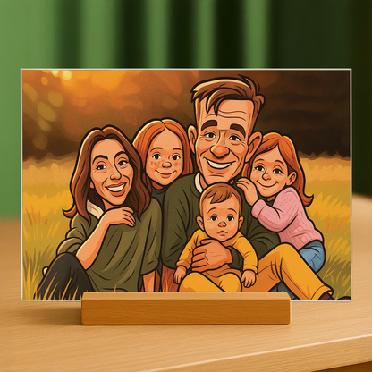 Familie im Karikatureffekt – Acrylglas Porträt für Eltern