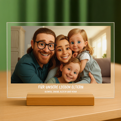 Ihre Familie im 3D-Animationsstil – Porträt auf Acrylglas für Eltern