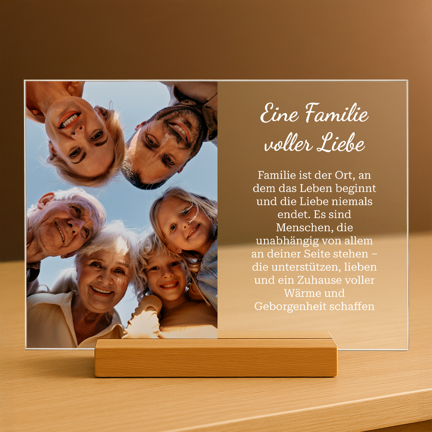 Familie voller Liebe – personalisierter Glasdruck