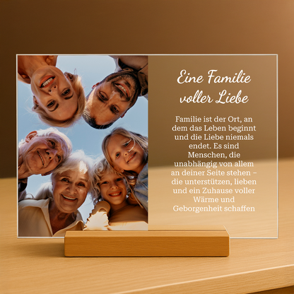 Familie voller Liebe – personalisierter Glasdruck