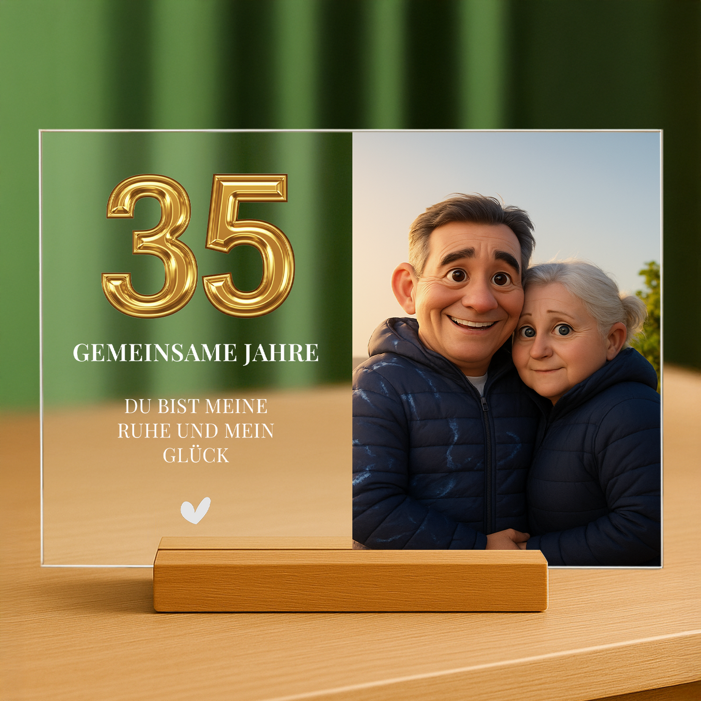 35 gemeinsame Jahre – personalisierter Glasdruck für Paare