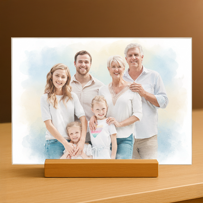 Familie im Aquarellstil - Acrylglas Porträt für die Eltern