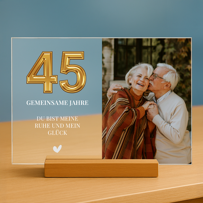 45 gemeinsame Jahre – personalisierter Druck auf Acrylglas für Paare