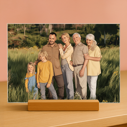 Familie im Cartoon-Stil - Acrylglas-Porträt für die Eltern