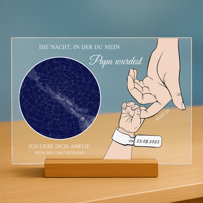 Die Nacht, in der du Vater geworden bist – personalisierter Druck auf Glas für Papa