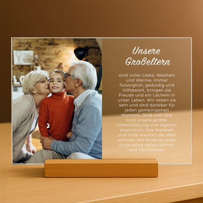 Unsere Großeltern – personalisierter Druck auf Glas für den Großvater