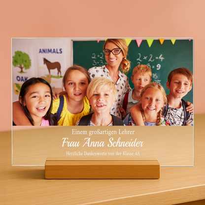 Dankeschön von Schülern – personalisierter Druck auf Glas für Lehrer