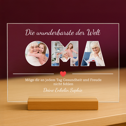 Die wunderbarste Oma der Welt – personalisierter Glasdruck