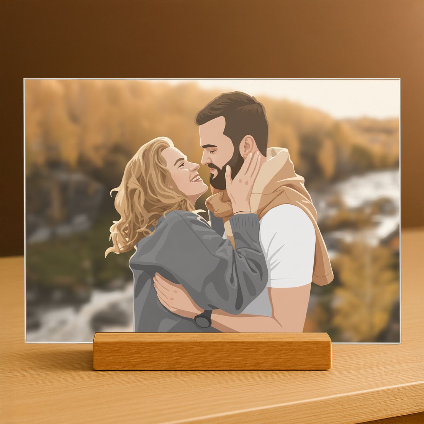 Paar im Illustrationsstil - Acrylglas-Porträt für ein Paar