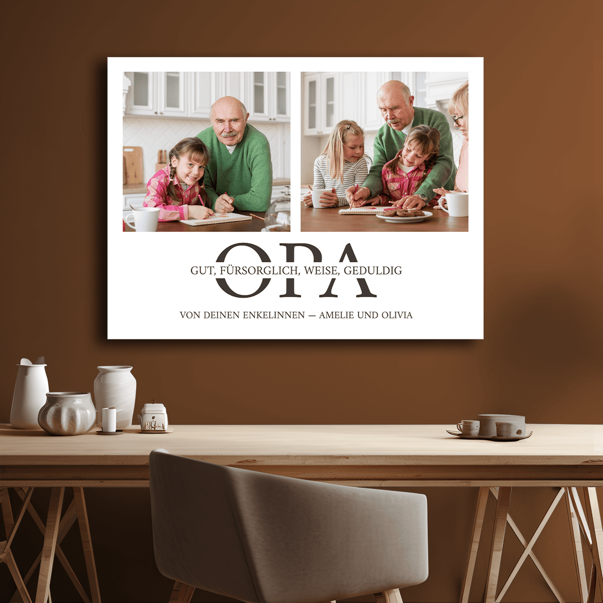Guter und fürsorglicher Opa - Leinwandcollage für Opa - Emmygift.de