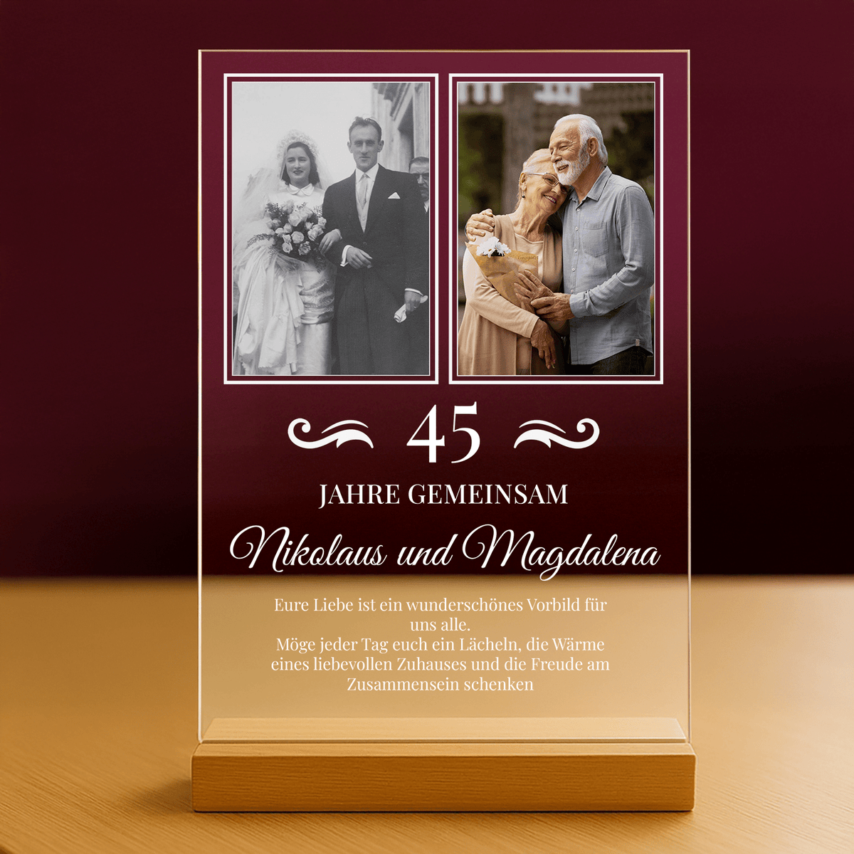 Hochzeitstag der Großeltern – personalisierter Glasdruck - Emmygift.de