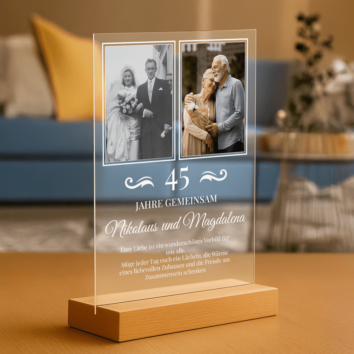 Hochzeitstag der Großeltern – personalisierter Glasdruck - Emmygift.de