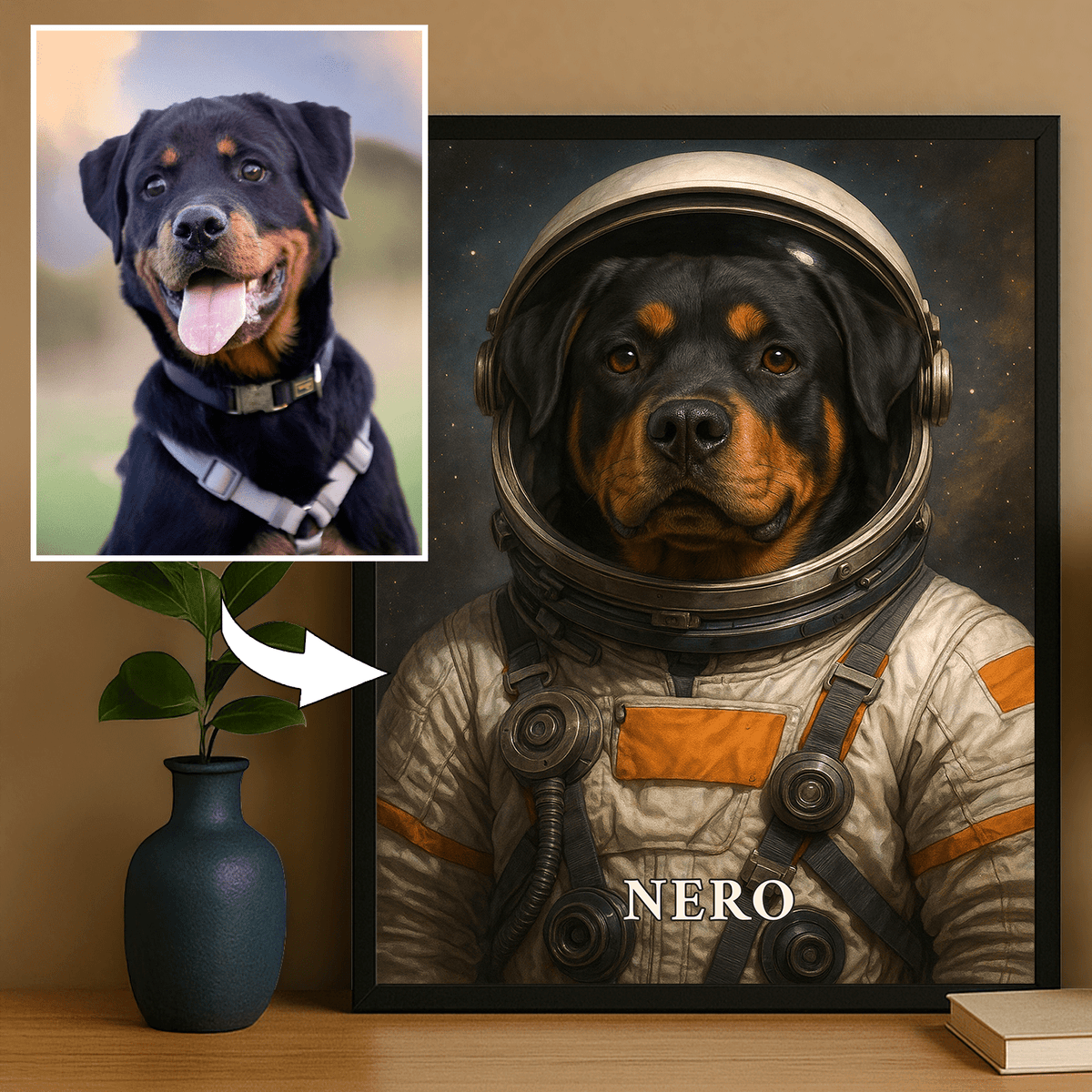 Hund als Astronaut – personalisiertes Poster für Hundefreunde - Emmygift.de