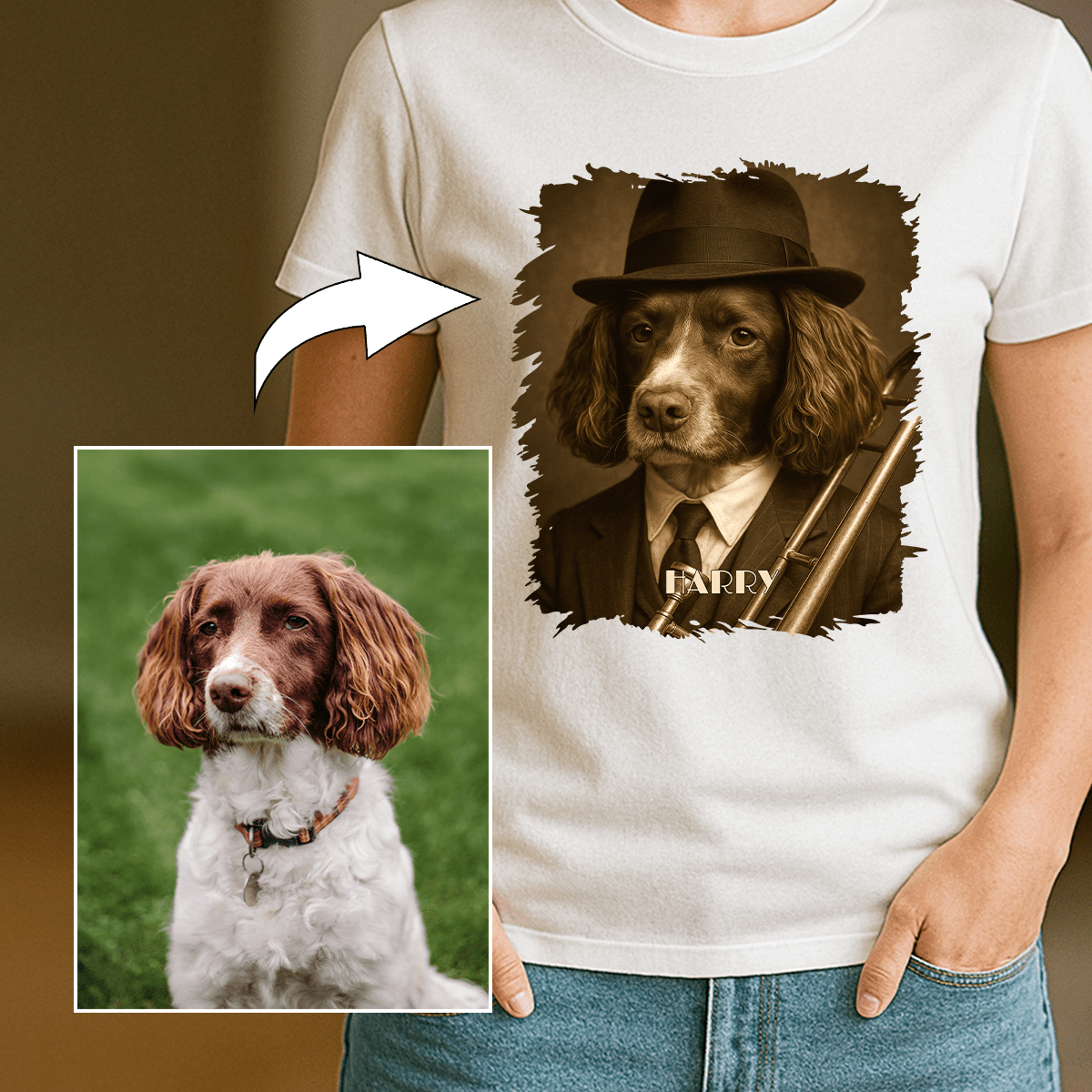 Hund als Jazzmusiker – Damen-T-Shirt mit Aufdruck für Hundefans - Emmygift.de