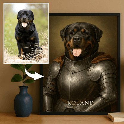 Hund als mittelalterlicher Ritter – personalisiertes Poster für Hundefreunde - Emmygift.de