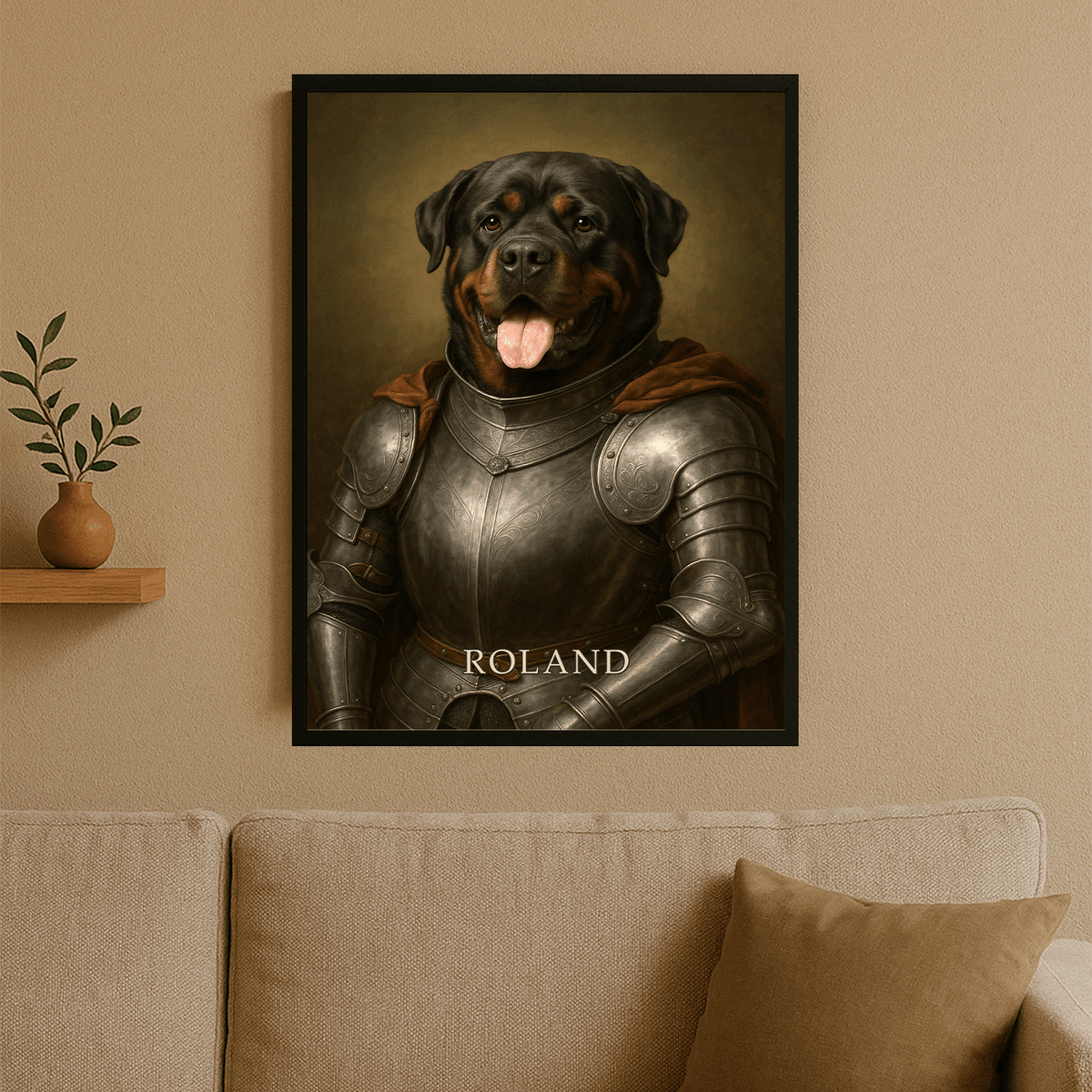 Hund als mittelalterlicher Ritter – personalisiertes Poster für Hundefreunde - Emmygift.de