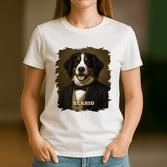 Hund im Anzug – personalisiertes Damen-T-Shirt für Hundeliebhaberinnen - Emmygift.de