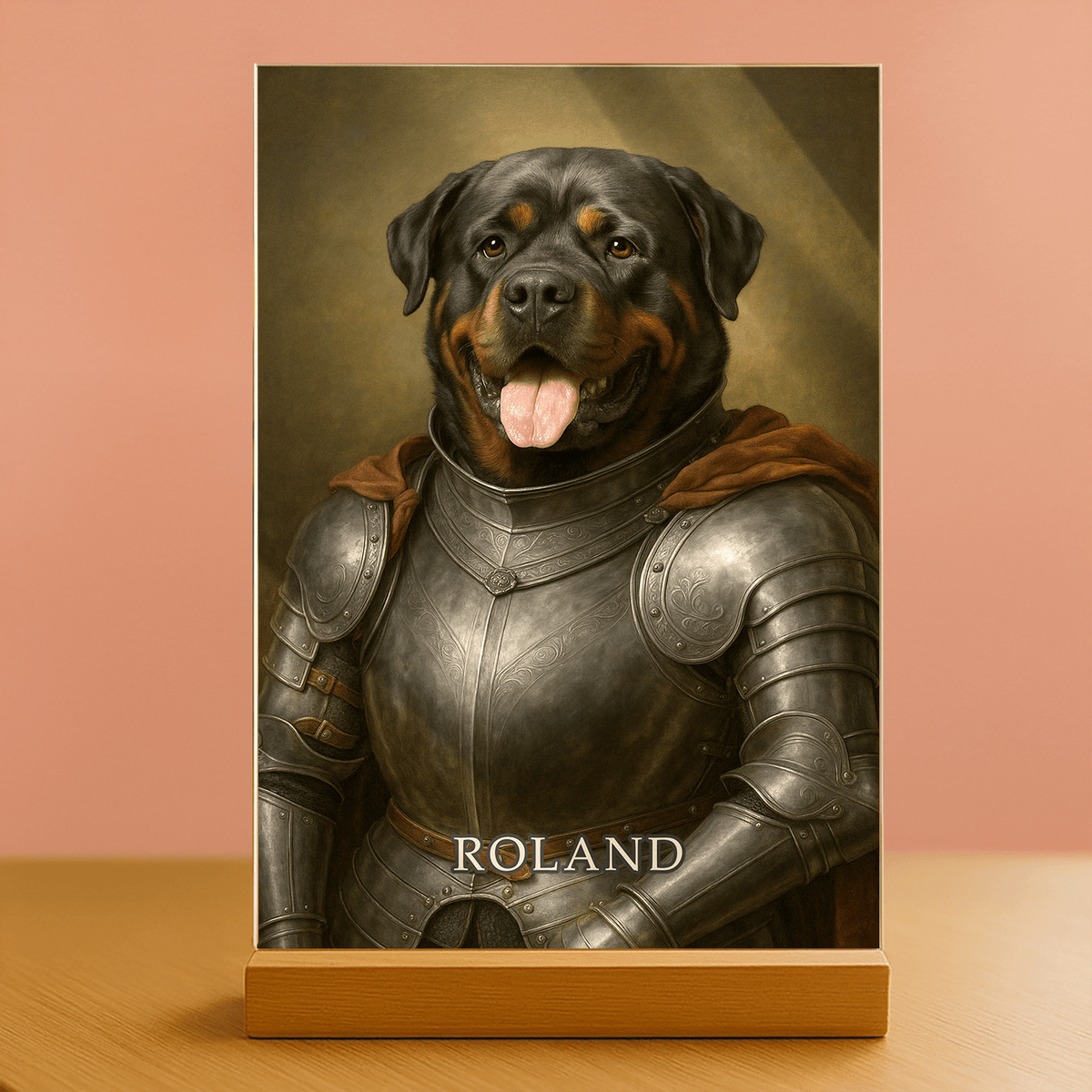Hund im Ritterstil – Acrylglas-Porträt für Hundeliebhaber - Emmygift.de