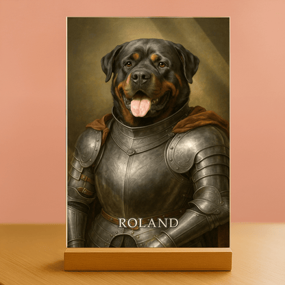 Hund im Ritterstil – Acrylglas-Porträt für Hundeliebhaber - Emmygift.de