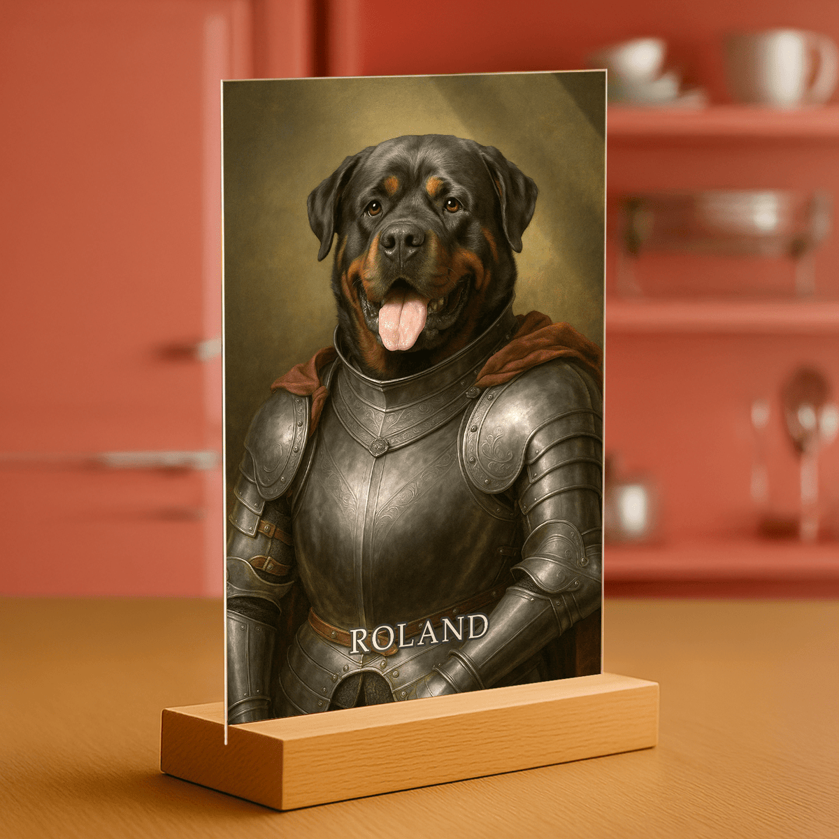 Hund im Ritterstil – Acrylglas-Porträt für Hundeliebhaber - Emmygift.de