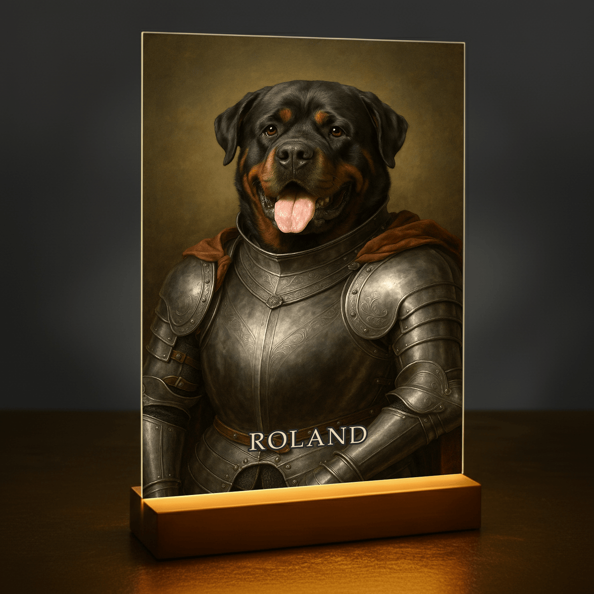 Hund im Ritterstil – Acrylglas-Porträt für Hundeliebhaber - Emmygift.de
