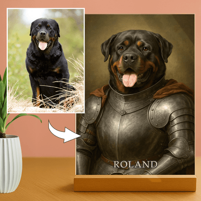 Hund im Ritterstil – Acrylglas-Porträt für Hundeliebhaber - Emmygift.de